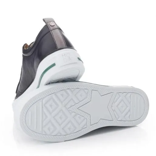Filicia Black Leather Women Moda In Pelle Casual Trainers