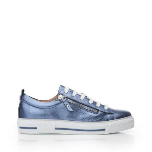 Filicia Blue Metallic Leather Women Moda In Pelle Casual Trainers Filicia Blue Metallic Leather Women Moda In Pelle Casual Trainers