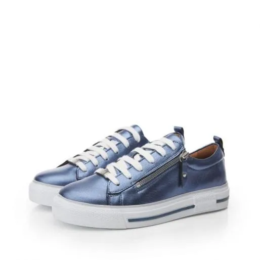 Filicia Blue Metallic Leather Women Moda In Pelle Casual Trainers Filicia Blue Metallic Leather Women Moda In Pelle Casual Trainers