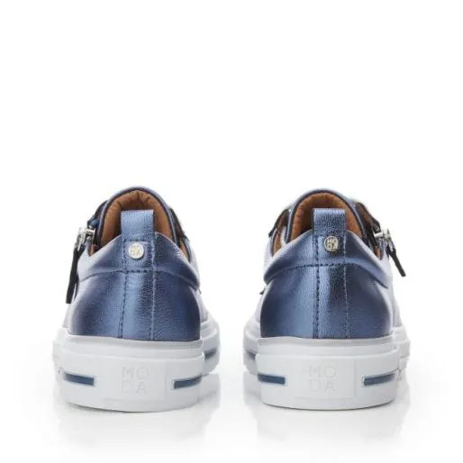 Filicia Blue Metallic Leather Women Moda In Pelle Casual Trainers Filicia Blue Metallic Leather Women Moda In Pelle Casual Trainers