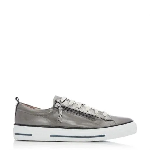 Filicia Grey Leather Women Moda In Pelle Casual Shoes And Trainers