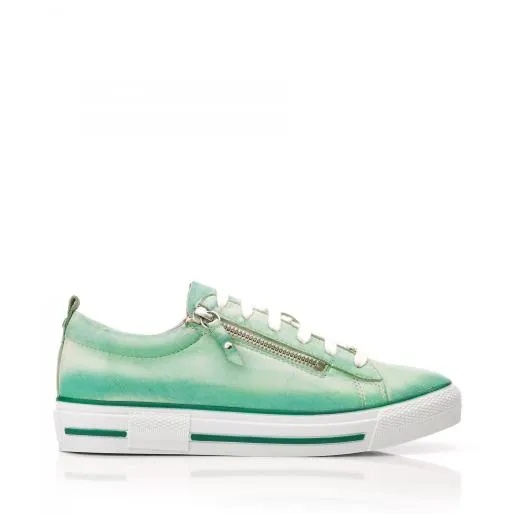 Filicia Light Green Leather Women Moda In Pelle Casual Shoes And Trainers