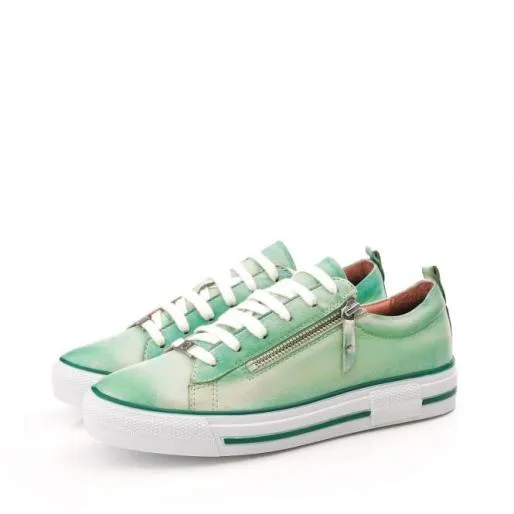 Filicia Light Green Leather Women Moda In Pelle Casual Shoes And Trainers