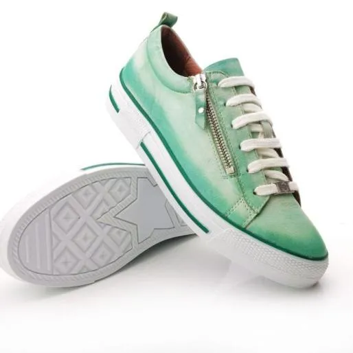 Filicia Light Green Leather Women Moda In Pelle Casual Shoes And Trainers