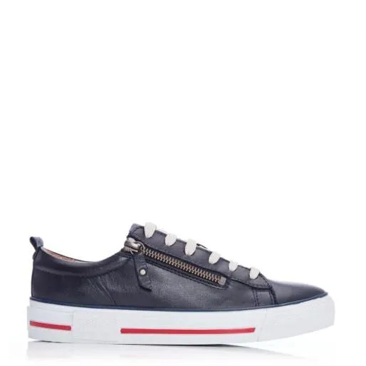 Filicia Navy Leather Women Moda In Pelle Casual Shoes And Trainers