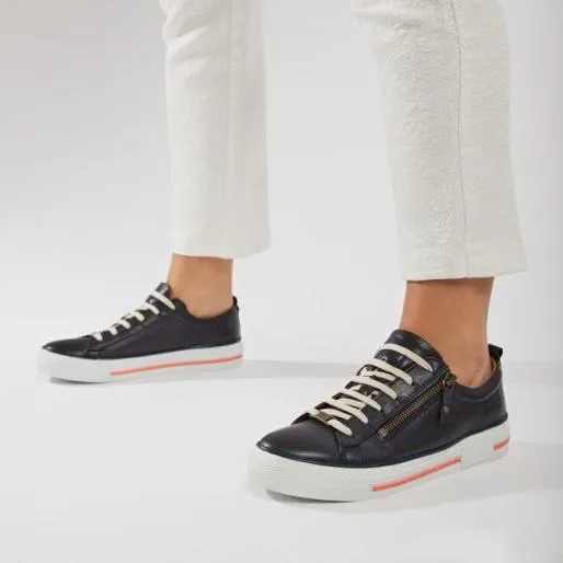 Filicia Navy Leather Women Moda In Pelle Casual Shoes And Trainers