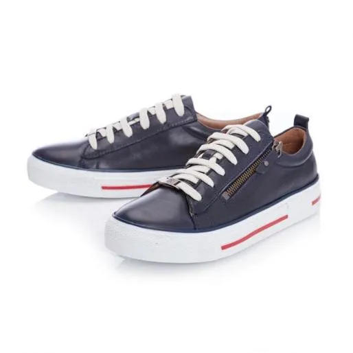 Filicia Navy Leather Women Moda In Pelle Casual Shoes And Trainers