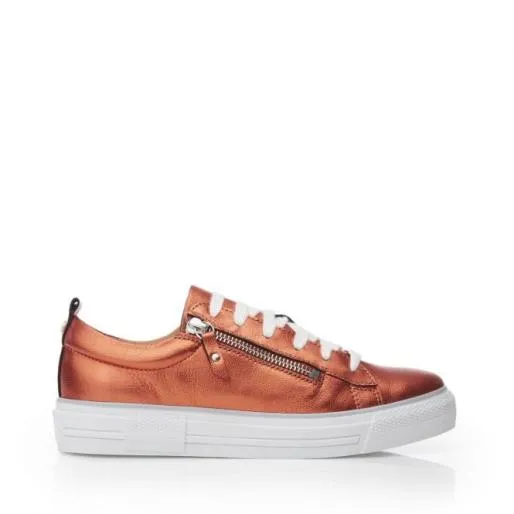 Filicia Orange Metallic Leather Women Moda In Pelle Casual Trainers
