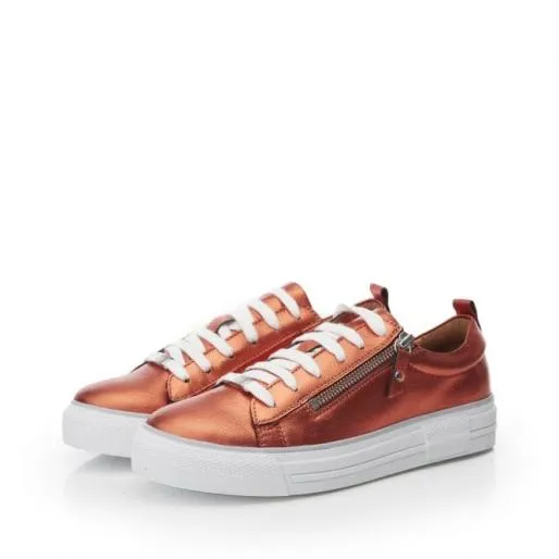 Filicia Orange Metallic Leather Women Moda In Pelle Casual Trainers