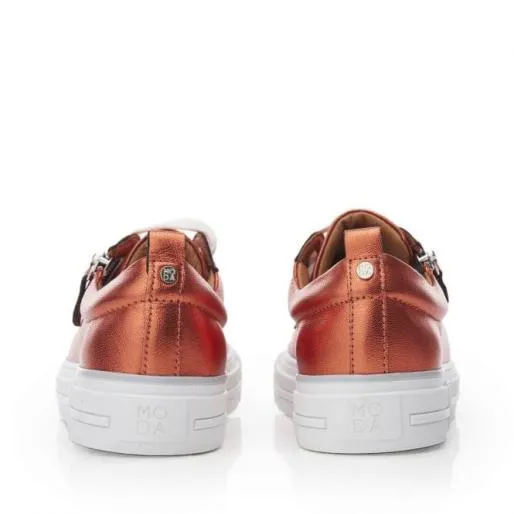 Filicia Orange Metallic Leather Women Moda In Pelle Casual Trainers