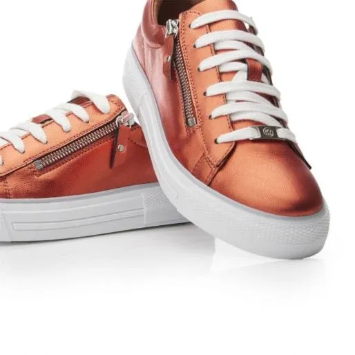 Filicia Orange Metallic Leather Women Moda In Pelle Casual Trainers