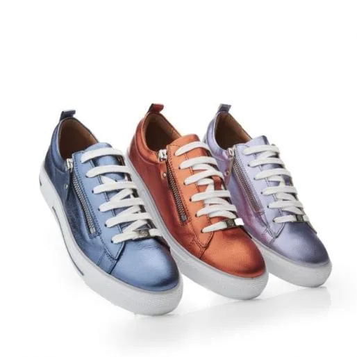 Filicia Orange Metallic Leather Women Moda In Pelle Casual Trainers