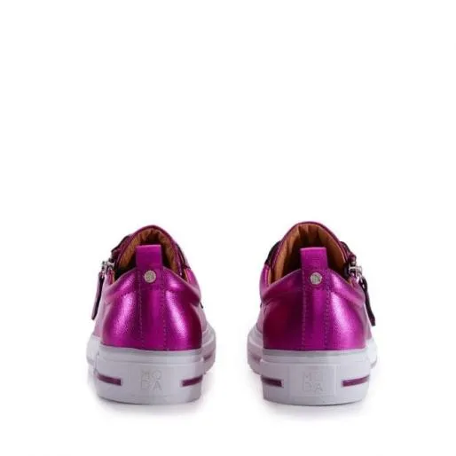 Filicia Pink Metallic Leather Women Moda In Pelle Casual Trainers