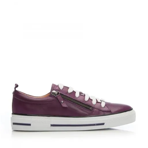 Filicia Purple Leather Women Moda In Pelle Casual Trainers