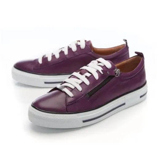 Filicia Purple Leather Women Moda In Pelle Casual Trainers