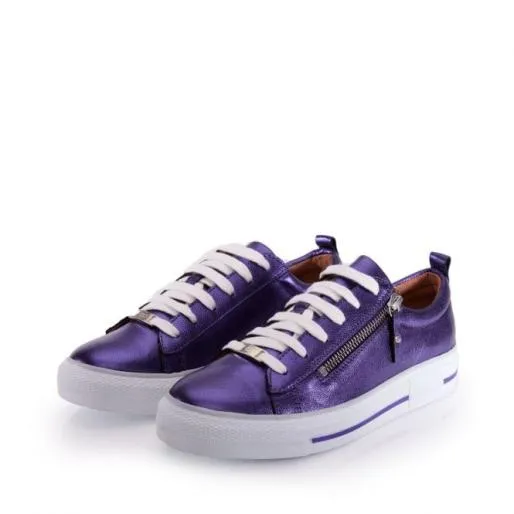 Filicia Purple Metallic Leather Women Moda In Pelle Casual Shoes And Trainers
