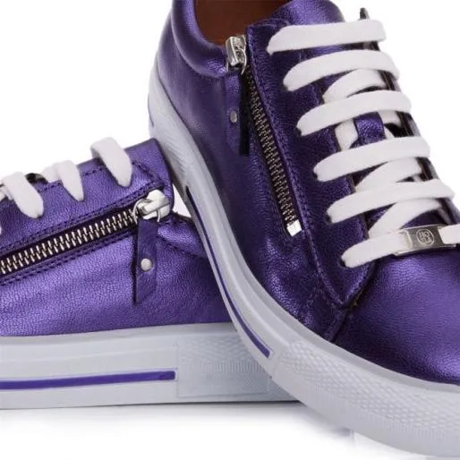 Filicia Purple Metallic Leather Women Moda In Pelle Casual Shoes And Trainers