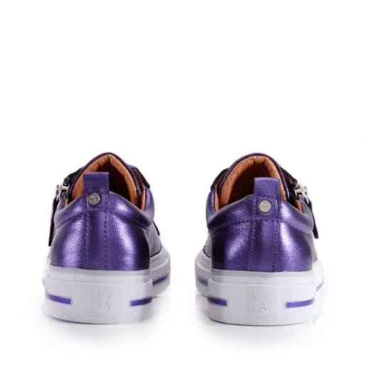 Filicia Purple Metallic Leather Women Moda In Pelle Casual Shoes And Trainers