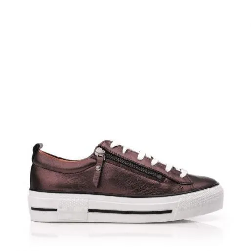 Filician Bronze Metallic Leather Women Moda In Pelle Casual Trainers