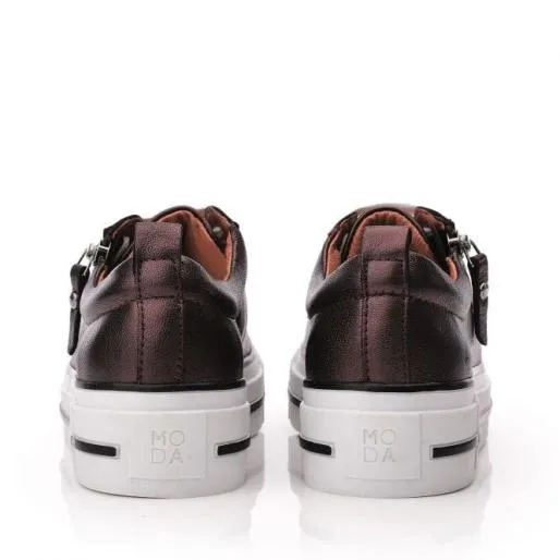 Filician Bronze Metallic Leather Women Moda In Pelle Casual Trainers Filician Bronze Metallic Leather Women Moda In Pelle Casual Trainers