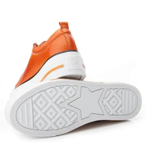 Filician Orange Leather Women Moda In Pelle Casual Trainers Filician Orange Leather Women Moda In Pelle Casual Trainers