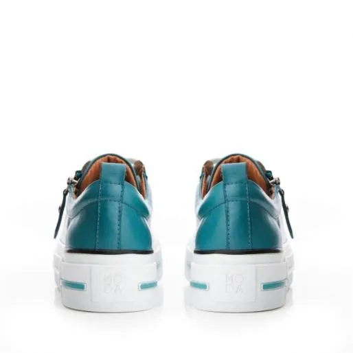 Filician Teal Leather Women Moda In Pelle Casual Trainers Filician Teal Leather Women Moda In Pelle Casual Trainers