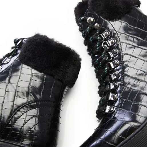 Franzina Black Patent Mocc Croc Women Moda In Pelle Ankle Boots Franzina Black Patent Mocc Croc Women Moda In Pelle Ankle Boots