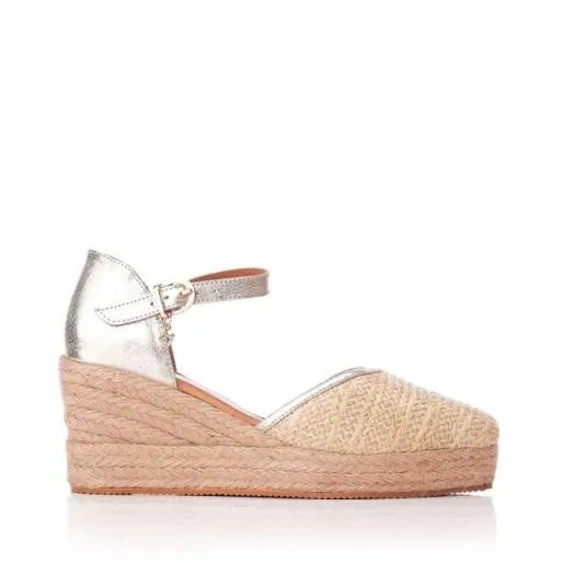 Galiana Natural Raffia Women Moda In Pelle Wedge Sandals