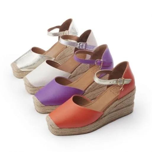 Galiana Orange Leather Women Moda In Pelle Wedge Sandals Galiana Orange Leather Women Moda In Pelle Wedge Sandals