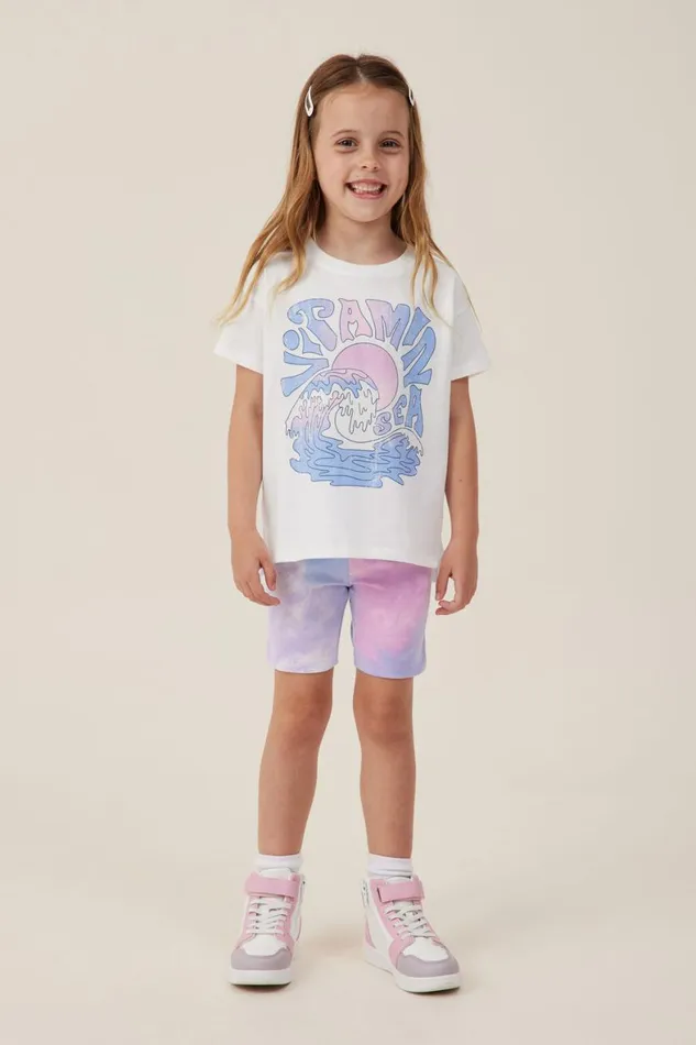 Girls 214 Activewear Cotton On Hailey Bike Short Lilac Droptie Dye
