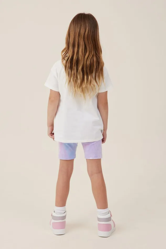 Girls 214 Activewear Cotton On Hailey Bike Short Lilac Droptie Dye
