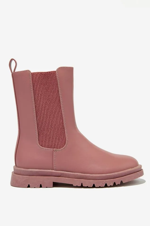Girls 214Boys 214 Boots and Slippers Cotton On Combat Gusset Boot Dusty Berry
