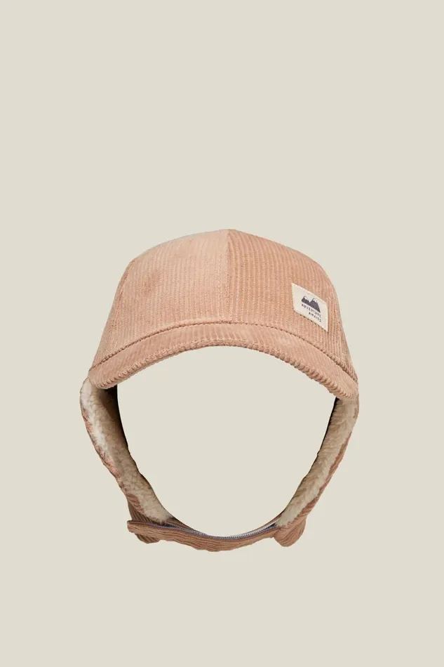 Girls 214Boys 214 Hats and Beanies Cotton On Tommy Trapper Cap Taupy Brown Cord Girls 214Boys 214 Hats and Beanies Cotton On Tommy Trapper Cap Taupy Brown Cord
