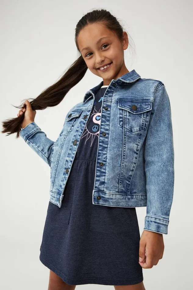 Girls 214Boys 214 Jackets and Sweaters Cotton On Darcie Denim Jacket Classic Blue Wash Girls 214Boys 214 Jackets and Sweaters Cotton On Darcie Denim Jacket Classic Blue Wash