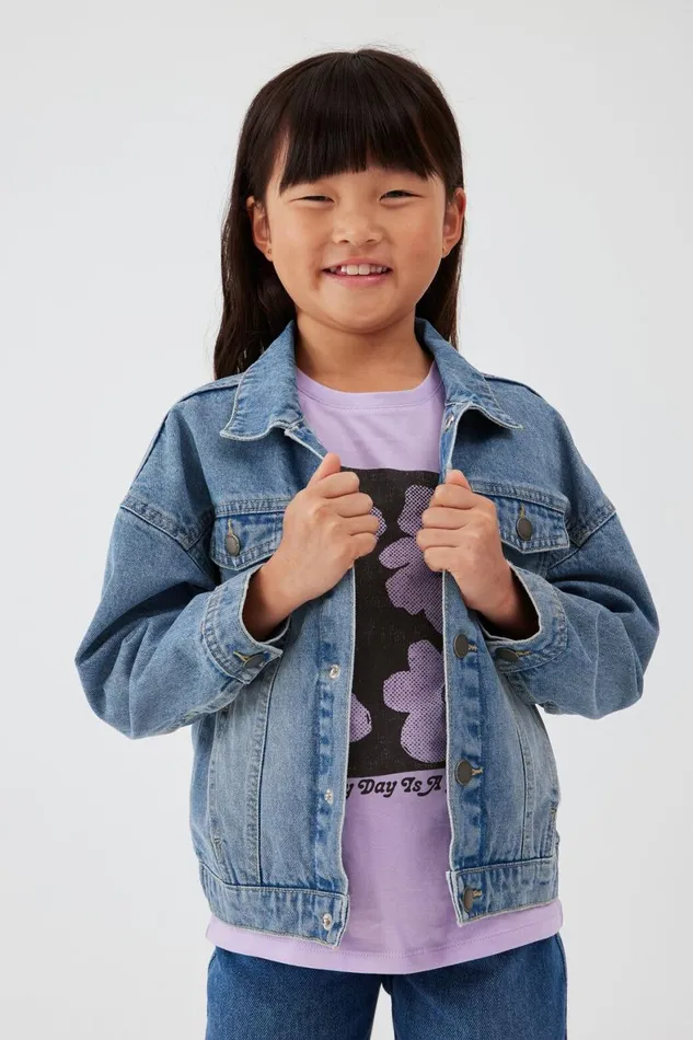 Girls 214Boys 214 Jackets and Sweaters Cotton On Emmy Oversized Denim Jacket Weekend Wash