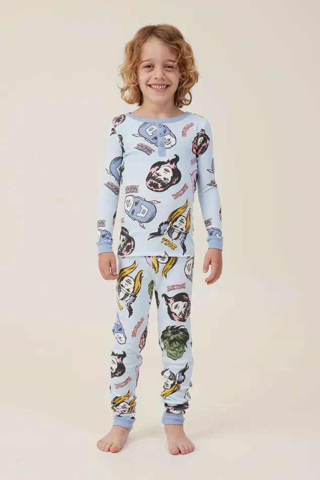 Girls 214Boys 214 Sleepwear Cotton On Milo Long Sleeve Pyjama Set License Lcn Mar Frosty Bluemarvel Friends