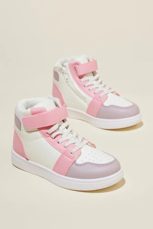 Girls 214Boys 214 Sneakers Cotton On Harrison High Top Sneaker Lilac Dropblush Pink