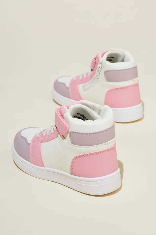 Girls 214Boys 214 Sneakers Cotton On Harrison High Top Sneaker Lilac Dropblush Pink