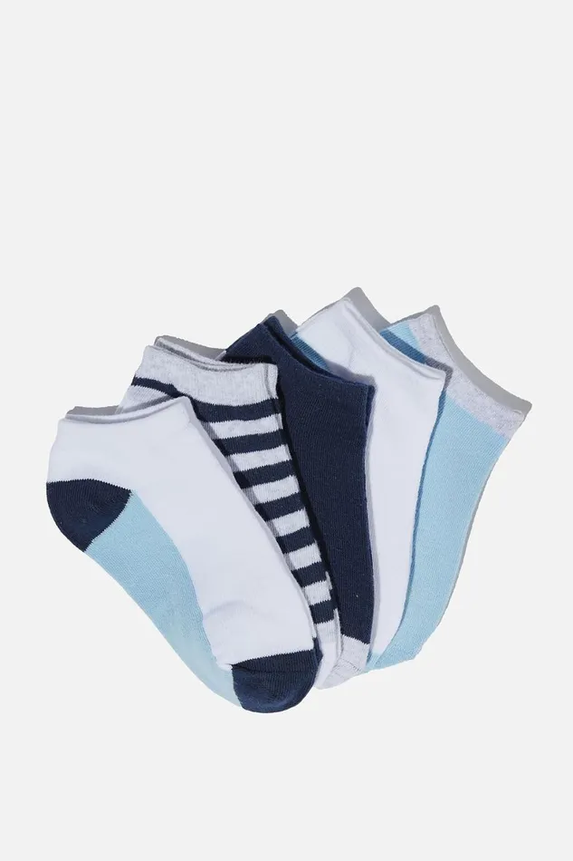 Girls 214Boys 214 Socks and Tights Cotton On 5Pk Ankle Socks Indigo Grey Marle