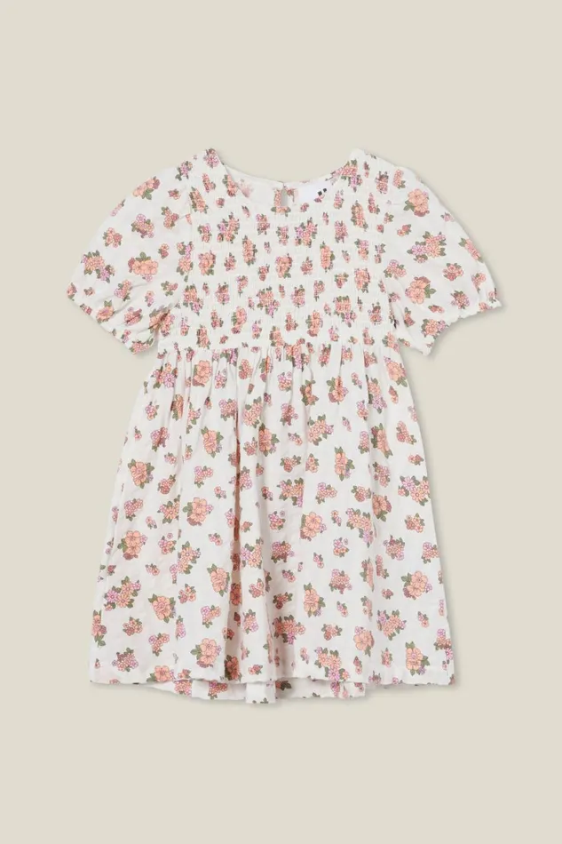 Girls 214 Dresses Cotton On Billie Shirred Dress Dark Vanillaava Ditsy