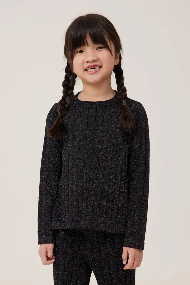 Girls 214 Jackets and Sweaters Cotton On Julia Lurex Knit Top Black Rainbow Sparkle Girls 214 Jackets and Sweaters Cotton On Julia Lurex Knit Top Black Rainbow Sparkle