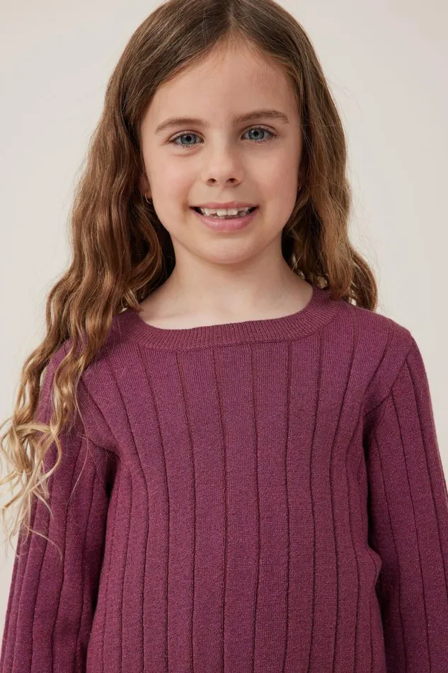 Girls 214 Jackets and Sweaters Cotton On Julia Lurex Knit Top Vintage Berry Sparkle