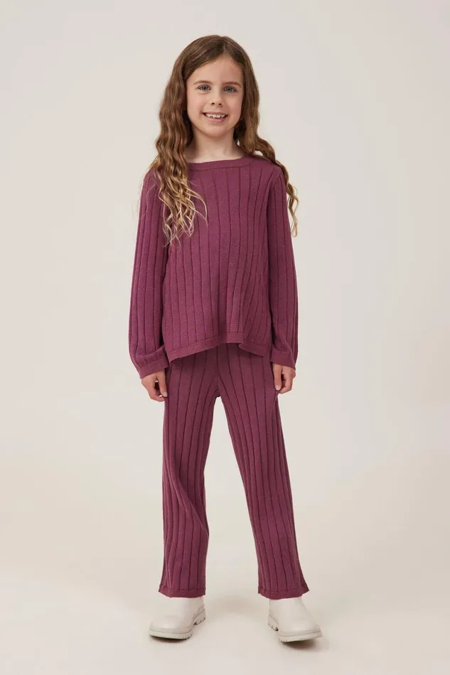 Girls 214 Jackets and Sweaters Cotton On Julia Lurex Knit Top Vintage Berry Sparkle
