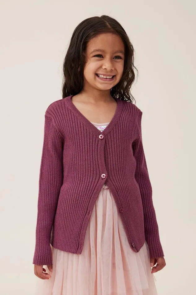 Girls 214 Jackets and Sweaters Cotton On Molly Cardigan Vintage Berry Sparkle