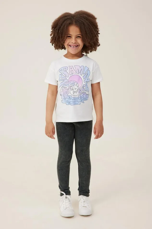 Girls 214 Leggings Pants and Jeans Cotton On Huggie Tights Black Washed Rib