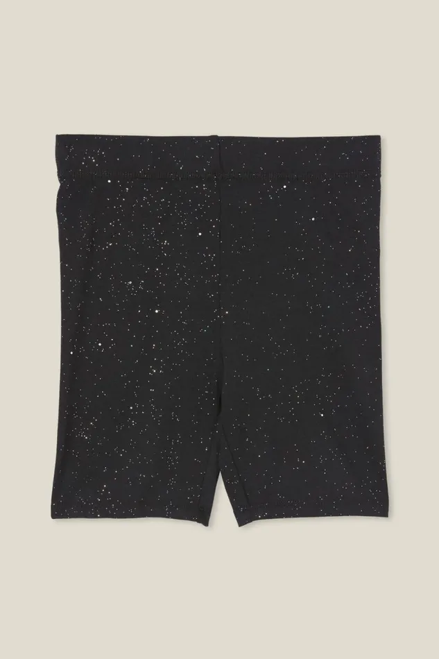 Girls 214 Shorts Skirts and Playsuits Cotton On Halley Bike Short Blackholographic Speckle