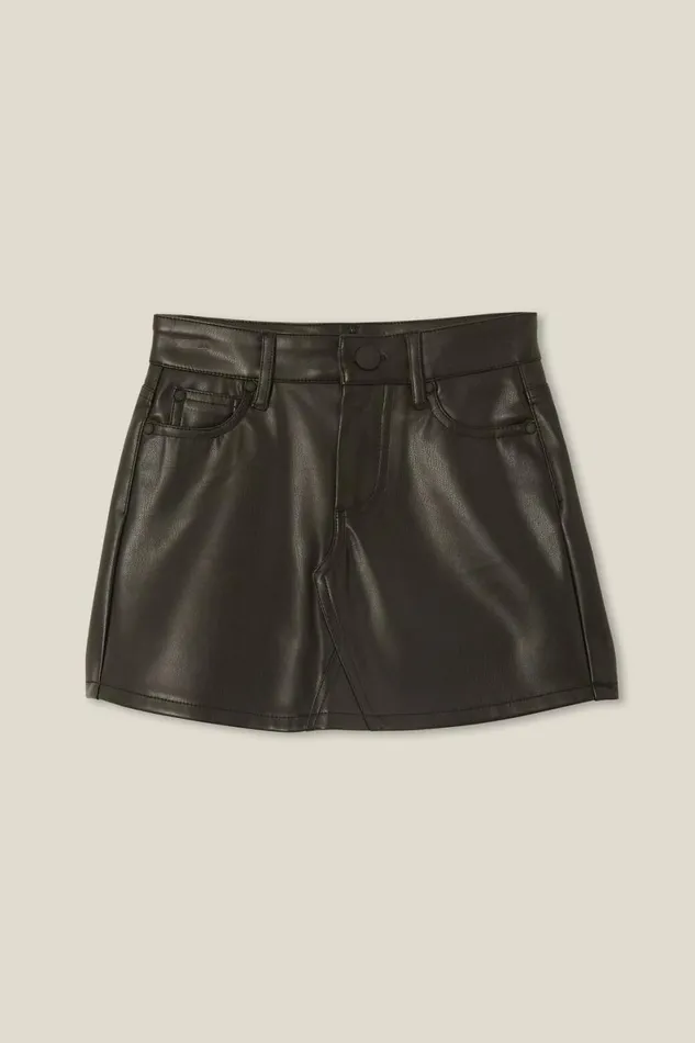 Girls 214 Shorts Skirts and Playsuits Cotton On Nelly Vegan Leather Skirt Black