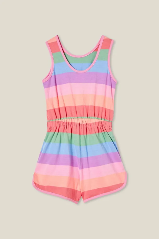 Girls 214 Shorts Skirts and Playsuits Cotton On Romy Playsuit Block Stripe Rainbow