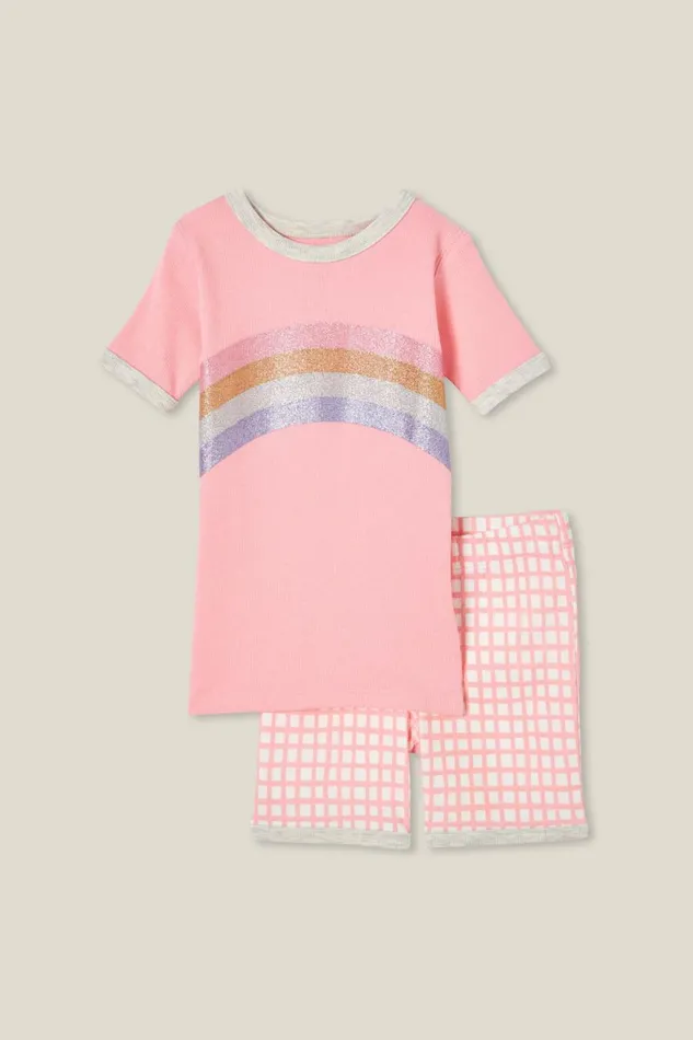 Girls 214 Sleepwear Cotton On Talia Short Sleeve Pyjama Set Coral Dreamsglitter Rainbow Girls 214 Sleepwear Cotton On Talia Short Sleeve Pyjama Set Coral Dreamsglitter Rainbow