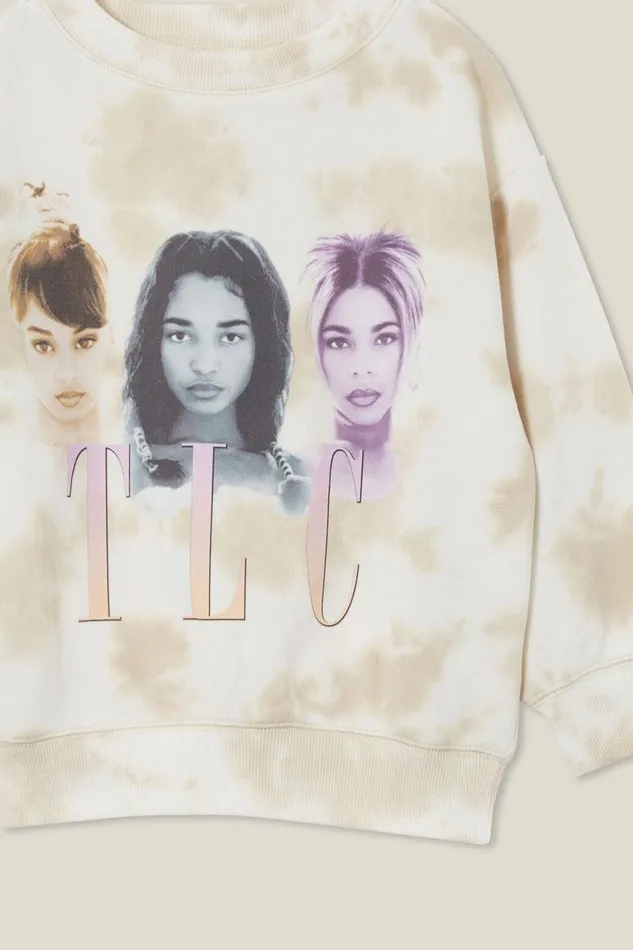 Girls 214 Sweatshirts and Sweatpants Cotton On License Dusty Fleece Crew Neck Lcn Mt Tlcrainy Day Tie Dye